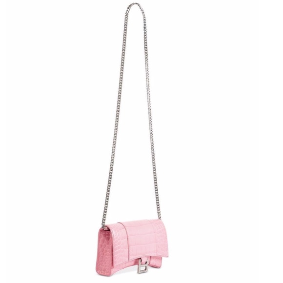 Balenciaga Hourglass Chain Wallet Candy Pink with Tag Leather Cross Body Bag - Picture 12 of 12